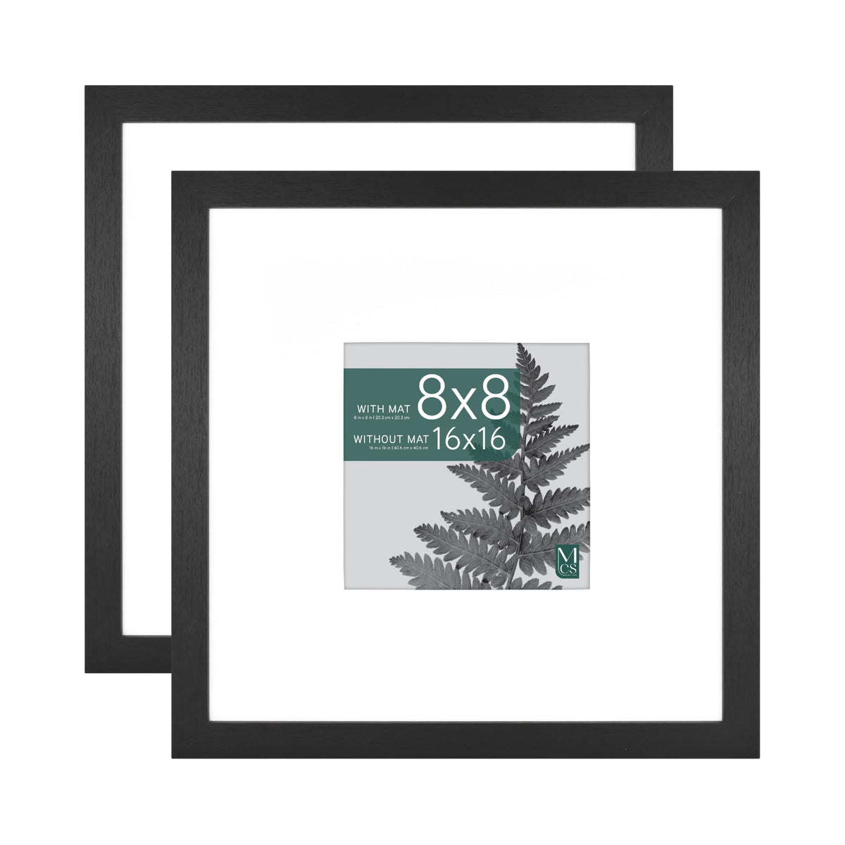 Studio Gallery Matted Picture Frame, 16x16 with 8x8 Mat, Black Woodgrain, 2-Pack