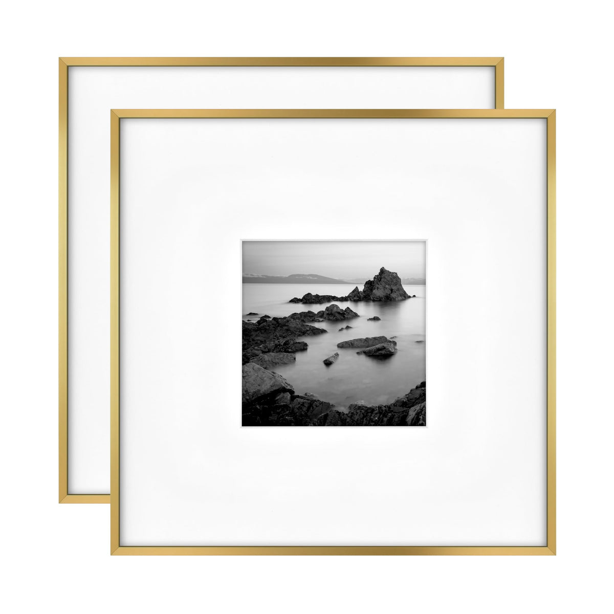 Foundry Matted Picture Frame, 18x18 with 8x8 Mat, Brass, 2-Pack