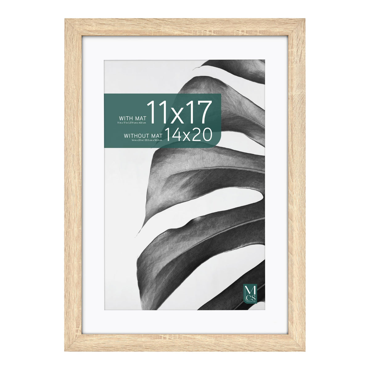 Studio Gallery Matted Picture Frame, 14x20 with 11x17 Mat, Natural Woodgrain, 1-Pack