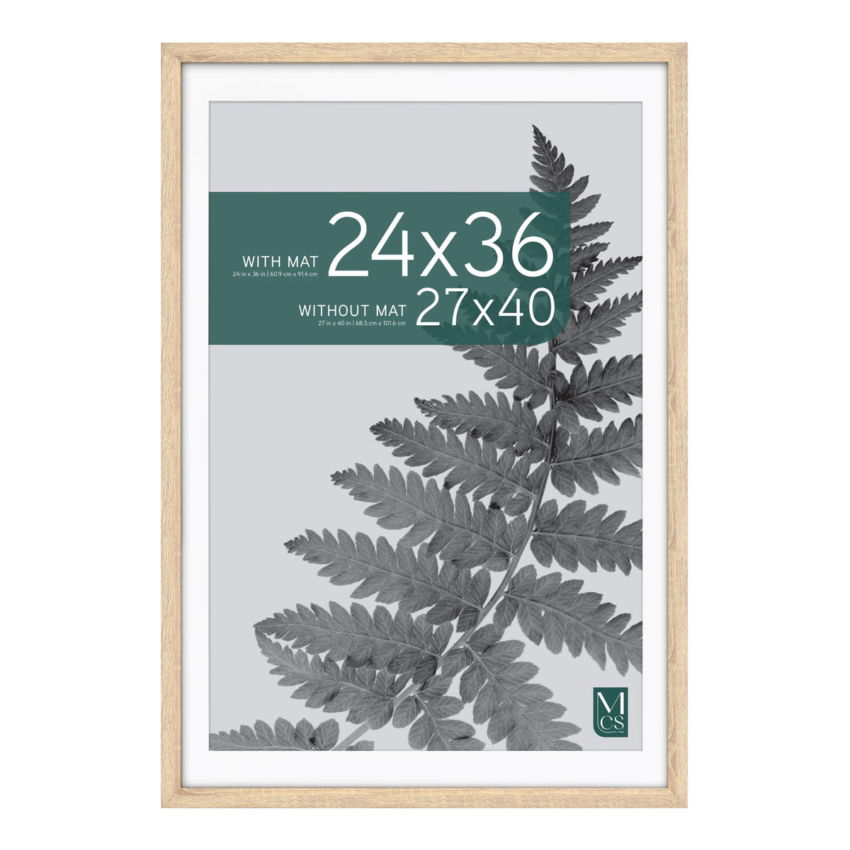 Studio Gallery Matted Picture Frame, 27x40 with 24x36 Mat, Natural Woodgrain, 1-Pack