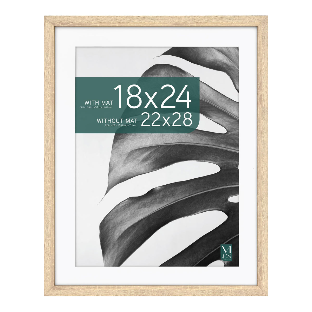 Studio Gallery Matted Picture Frame, 22x28 with 18x24 Mat, Natural Woodgrain, 1-Pack