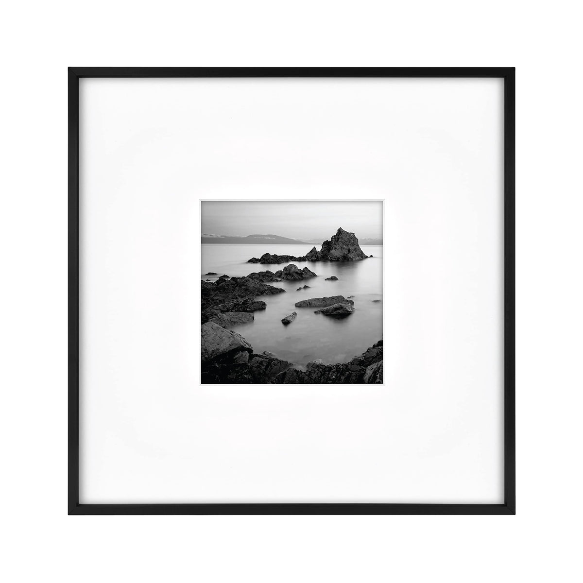 Foundry Matted Picture Frame, 18x18 with 8x8 Mat, Black, 1-Pack