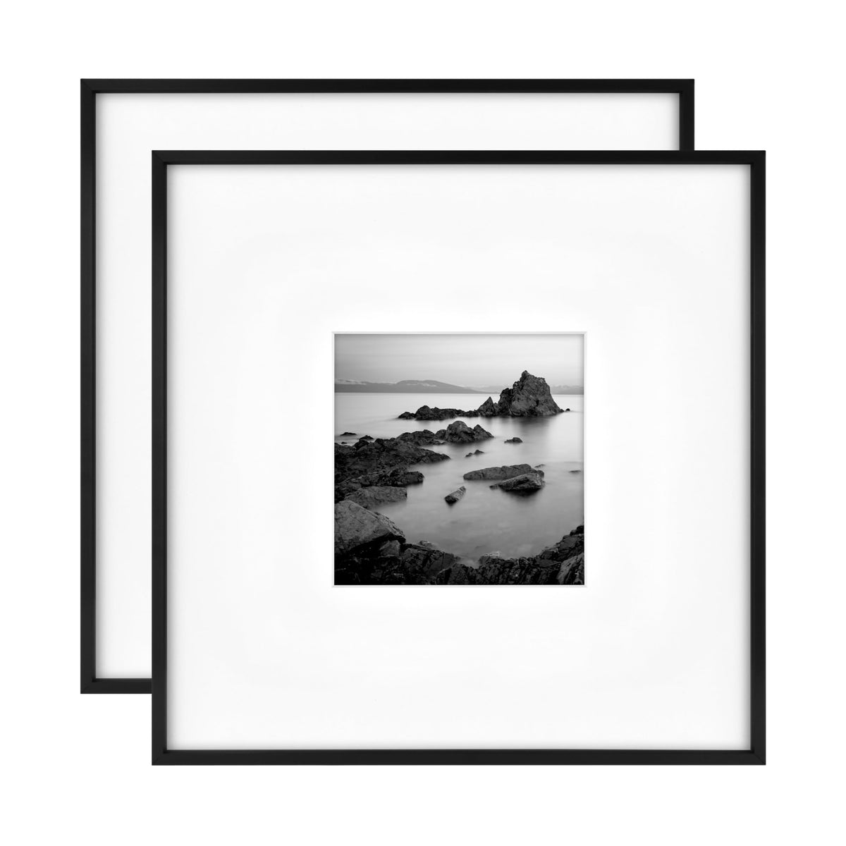 Foundry Matted Picture Frame, 18x18 with 8x8 Mat, Black, 2-Pack