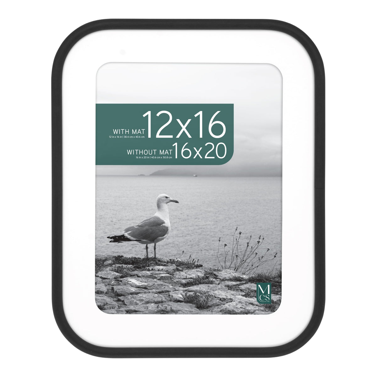 Modern Arc Matted Poster Frame, 16x20 with 12x16 Mat, Black, 1-Pack