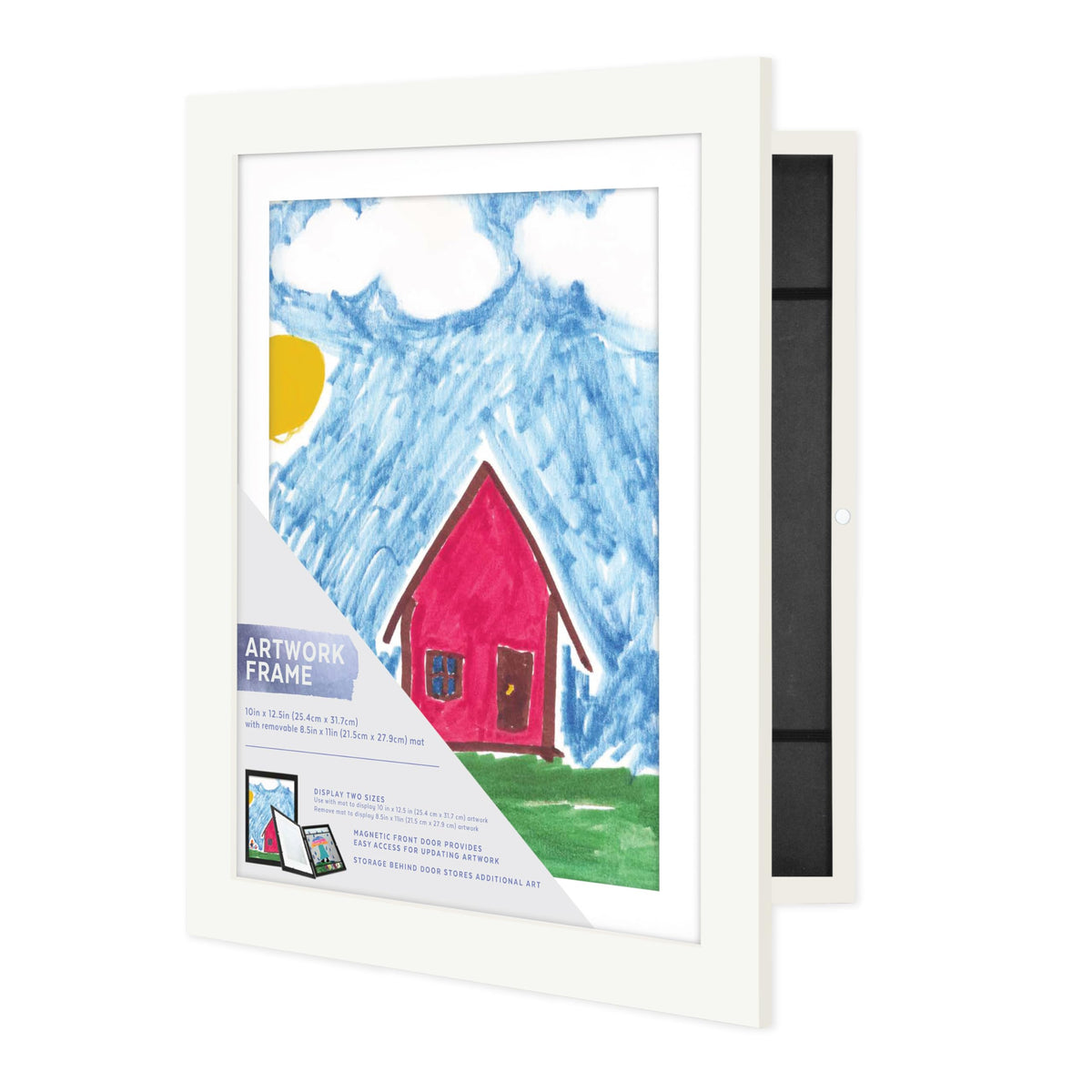 Kids Art Matted Display Frame, 10x12.5 with 8.5x11 Mat, White, 1-Pack