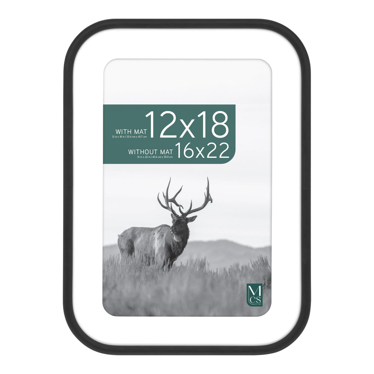 Modern Arc Matted Poster Frame, 16x22 with 12x18 Mat, Black, 1-Pack