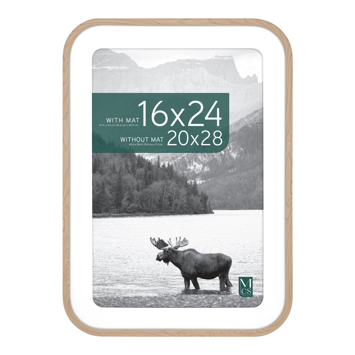 Modern Arc Matted Poster Frame, 20x28 with 16x24 Mat, Natural, 1-Pack
