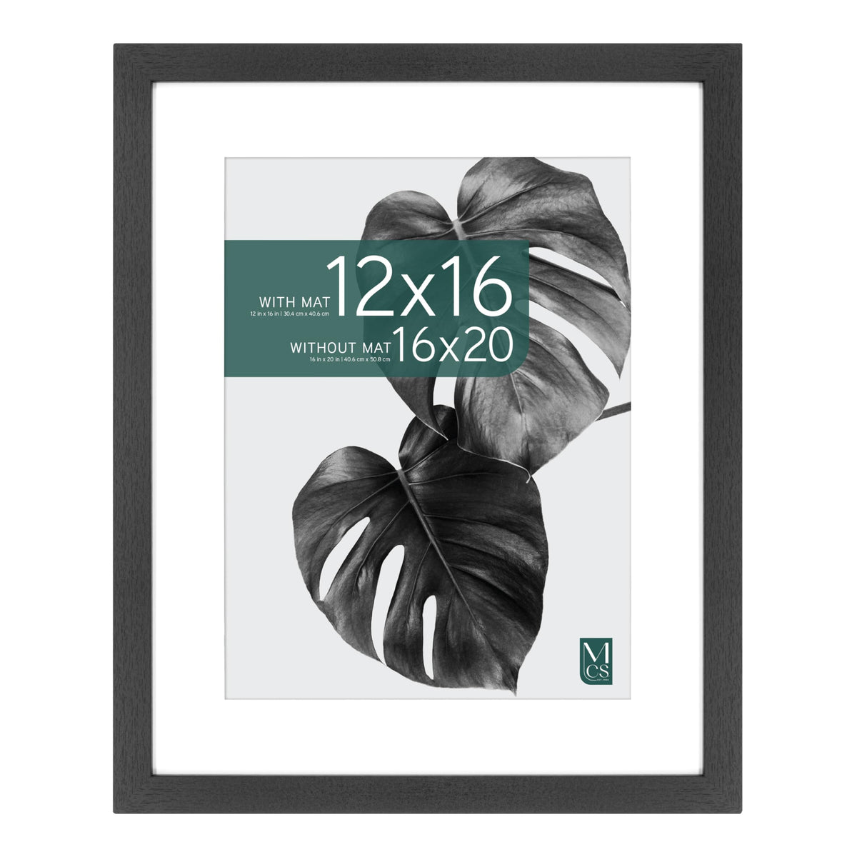 Studio Gallery Matted Picture Frame, 16x20 with 12x16 Mat, Black Woodgrain, 1-Pack