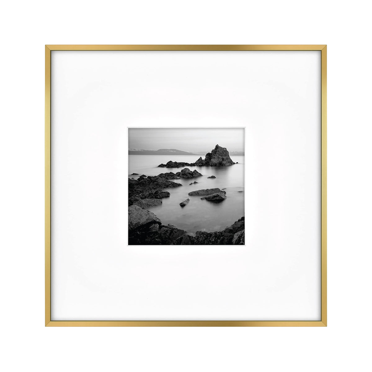 Foundry Matted Picture Frame, 18x18 with 8x8 Mat, Brass, 1-Pack