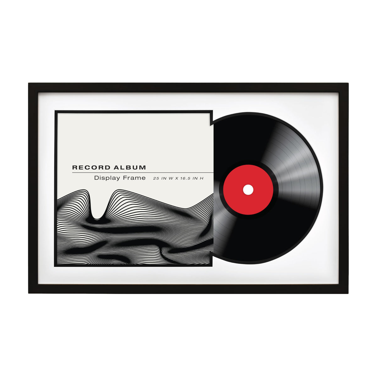Record Album Matted Display Frame, 16.5x25, Black on Black, 1-Pack