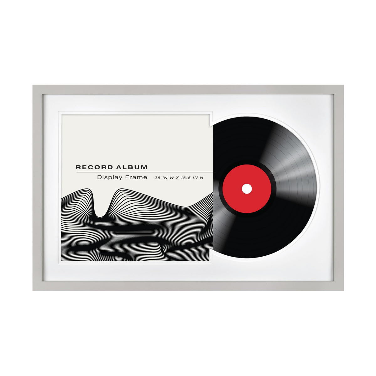 Record Album Matted Display Frame, 16.5x25, Gray Woodgrain, 1-Pack