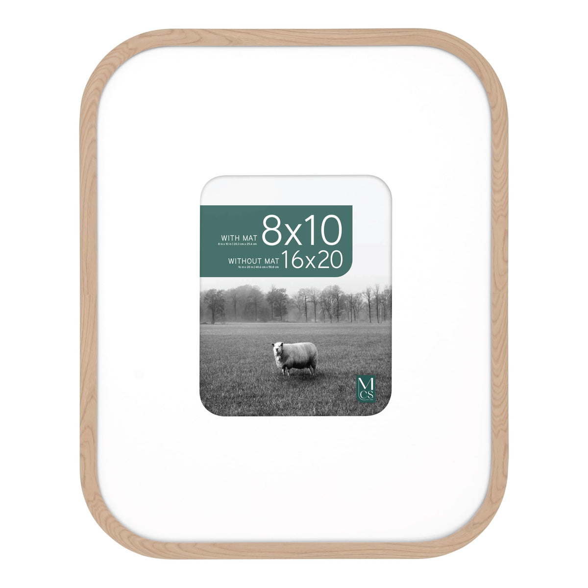 Modern Arc Matted Poster Frame, 16x20 with 8x10 Mat, Natural, 1-Pack