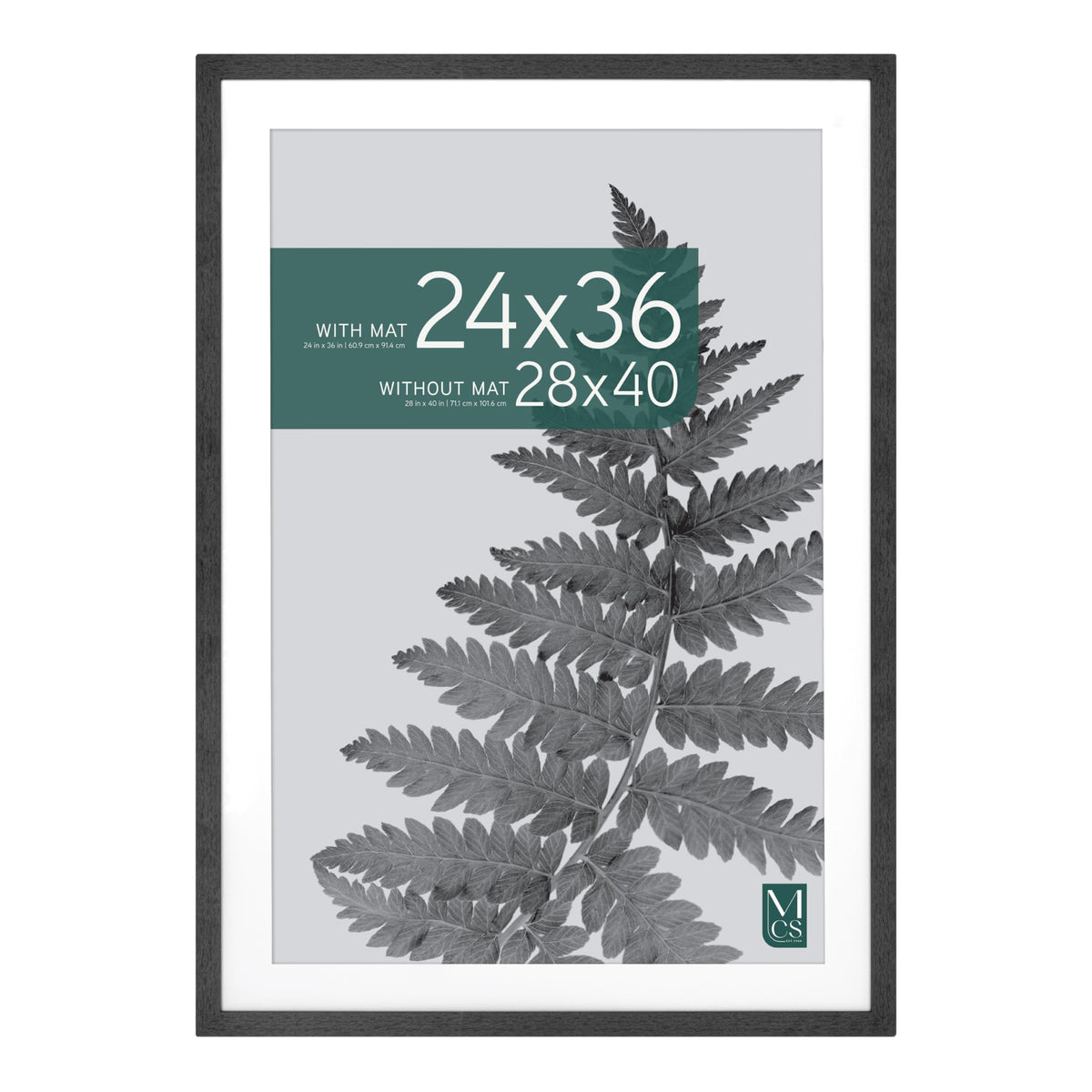Studio Gallery Matted Picture Frame, 28x40 with 24x36 Mat, Black Woodgrain, 1-Pack