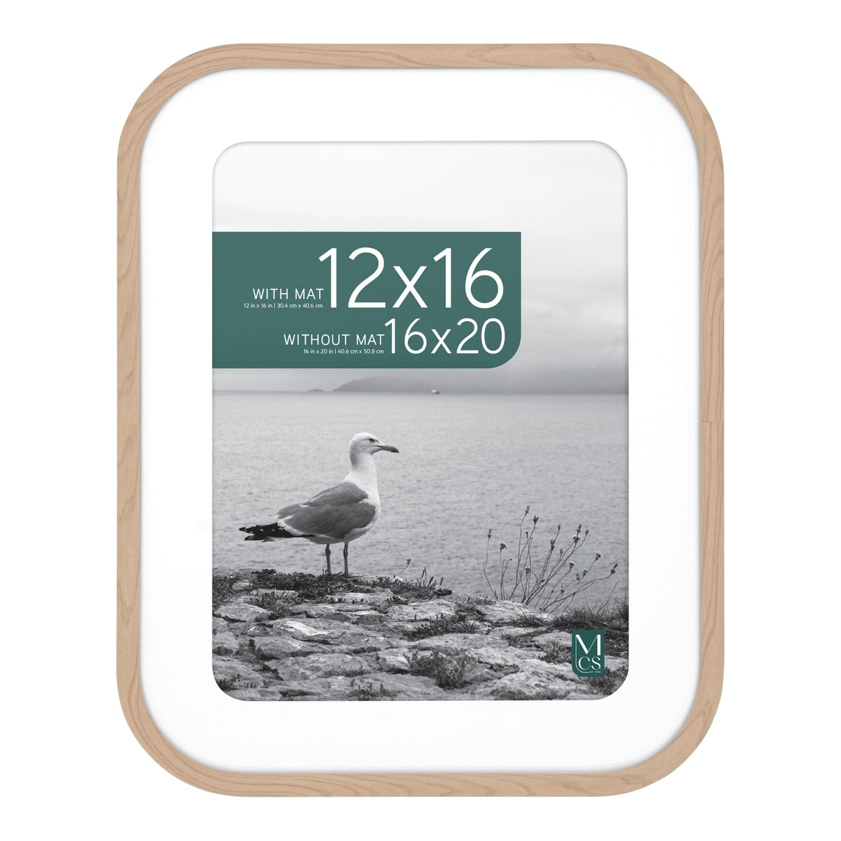 Modern Arc Matted Poster Frame, 16x20 with 12x16 Mat, Natural, 1-Pack