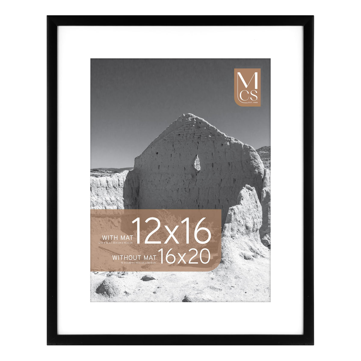 Everline Matted Poster Frame, 16x20 with 12x16 Mat, Black, 1-Pack