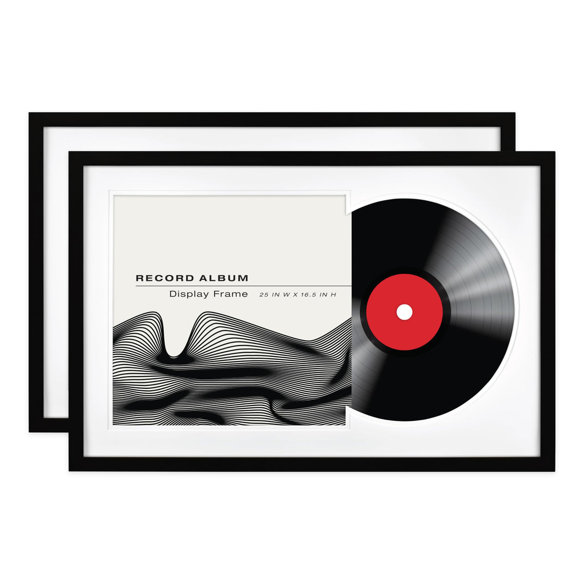 Record Album Matted Display Frame, 16.5x25, Black, 2-Pack