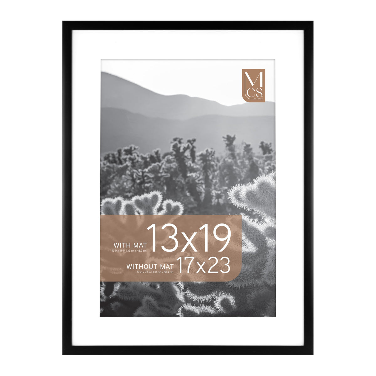 Everline Matted Poster Frame, 17x23 with 13x19 Mat, Black, 1-Pack