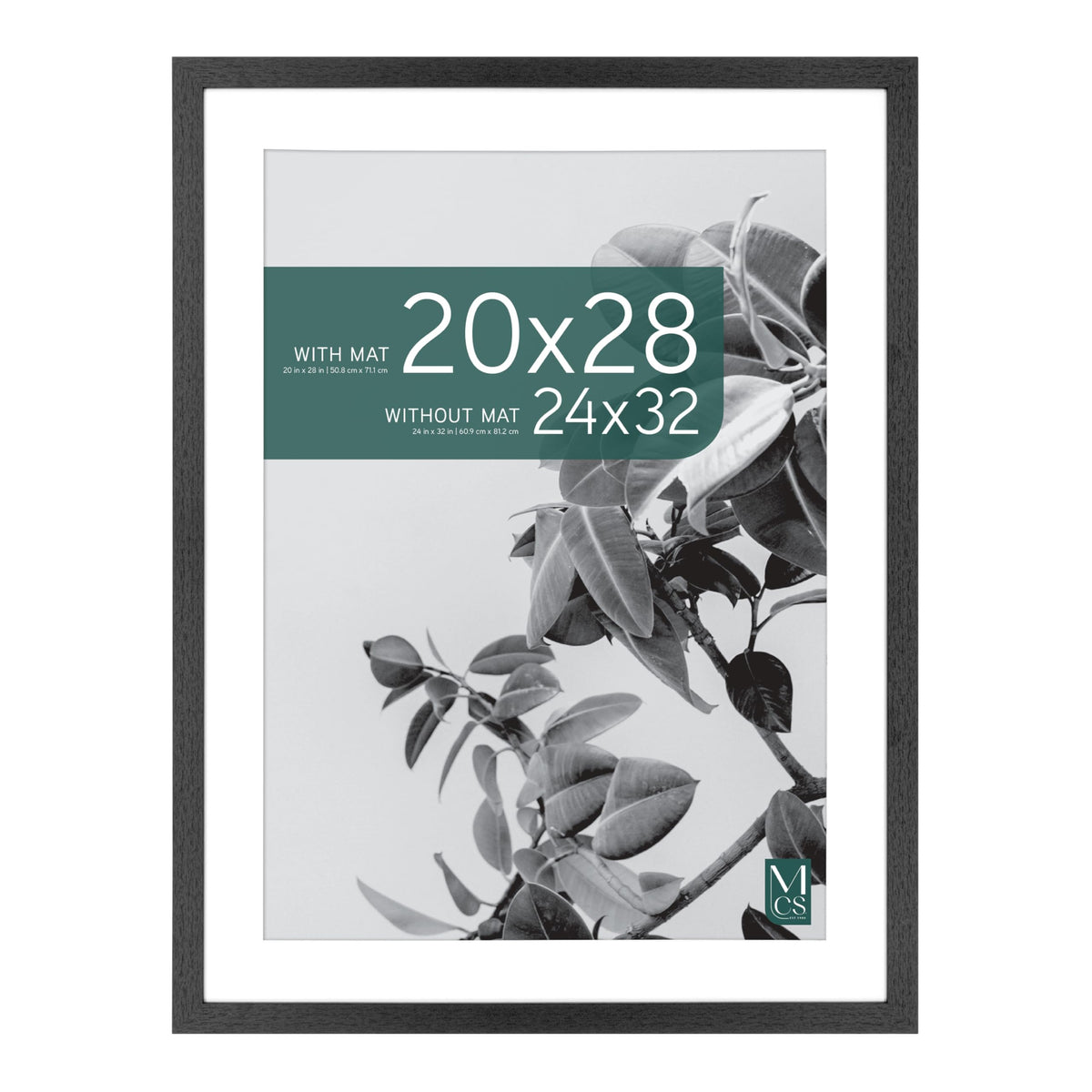 Studio Gallery Matted Picture Frame, 24x32 with 20x28 Mat, Black Woodgrain, 1-Pack