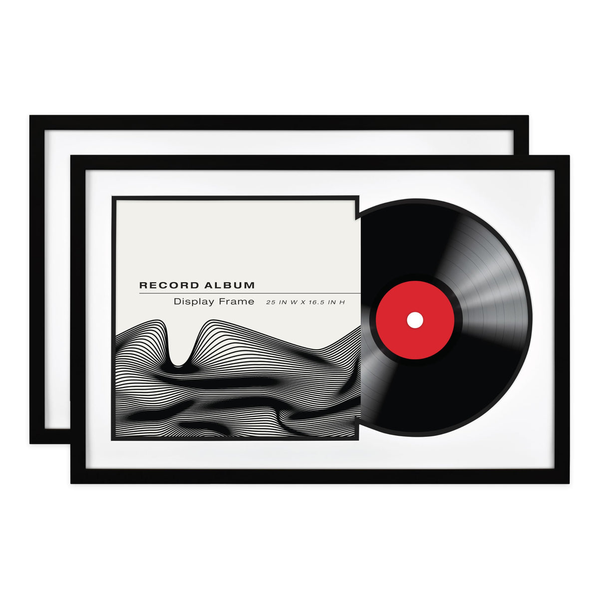 Record Album Matted Display Frame, 16.5x25, Black on Black, 2-Pack