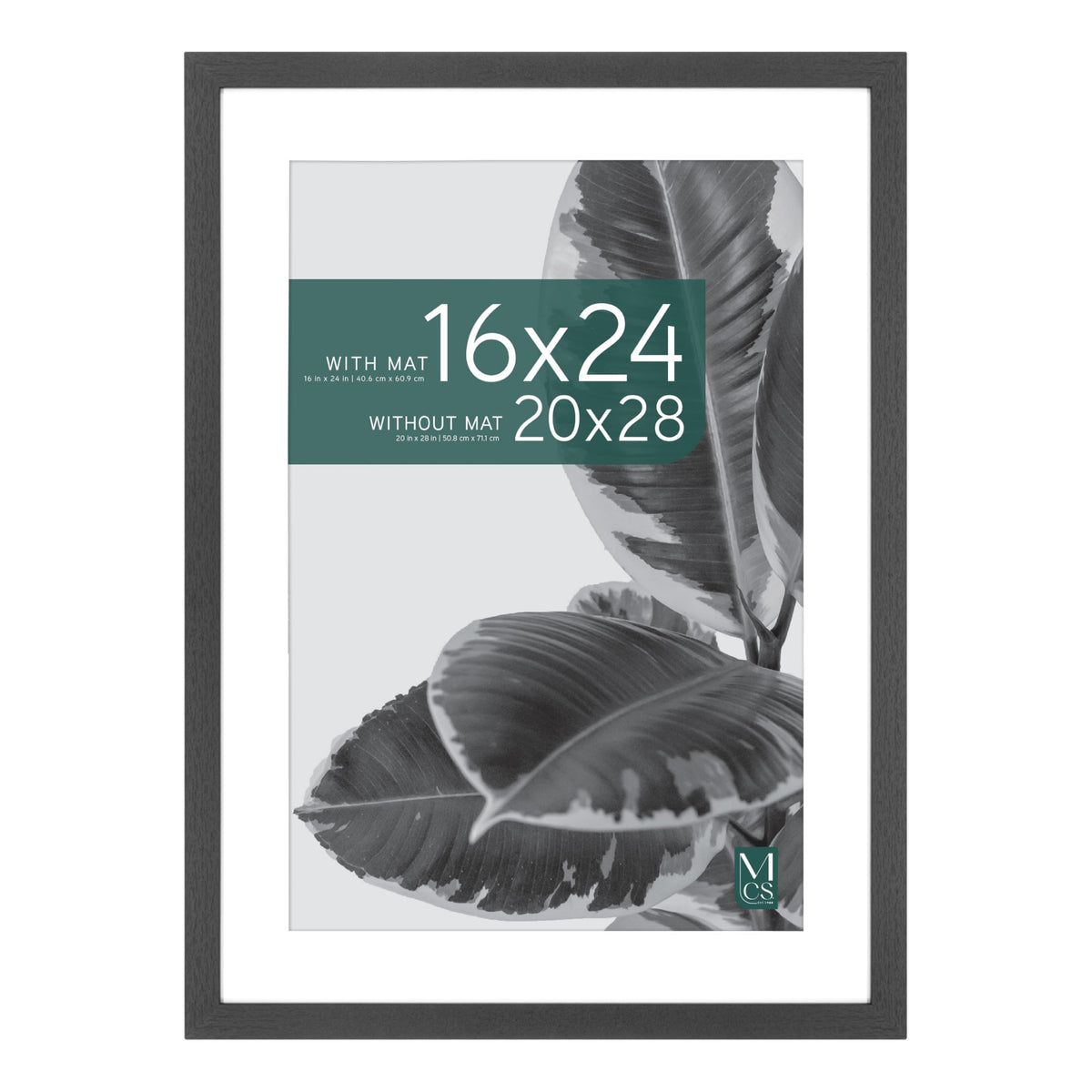 Studio Gallery Matted Picture Frame, 20x28 with 16x24 Mat, Black Woodgrain, 1-Pack