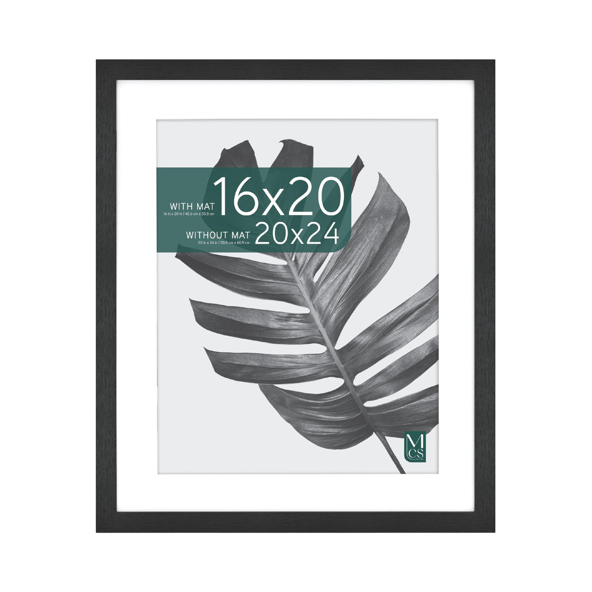 Studio Gallery Matted Picture Frame, 20x24 with 16x20 Mat, Black Woodgrain, 1-Pack