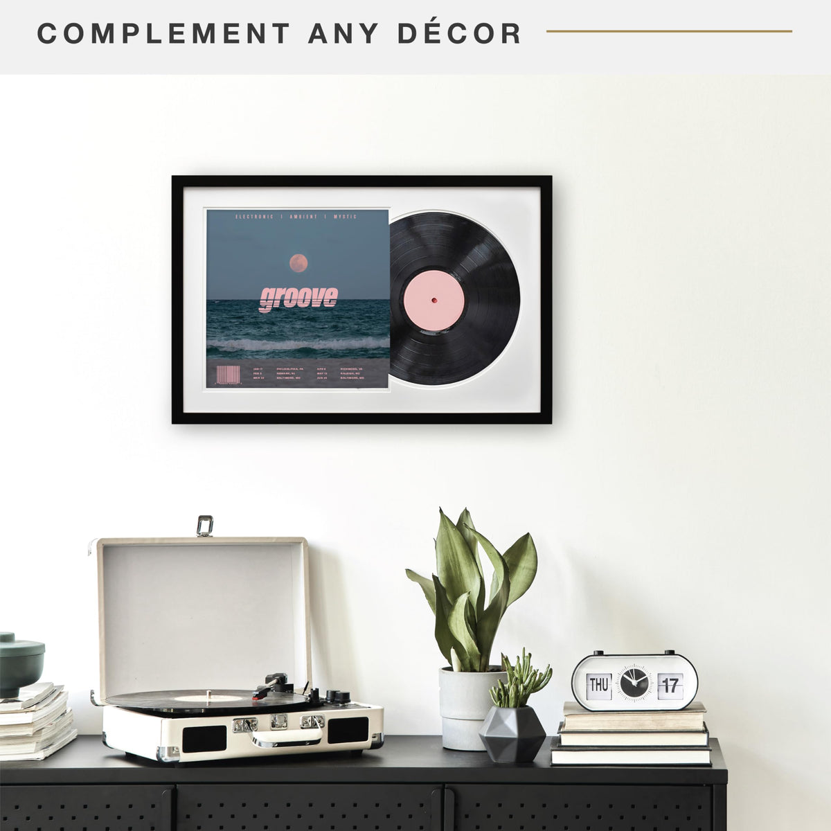 Record Album Matted Display Frame, 16.5x25, Black, 1-Pack