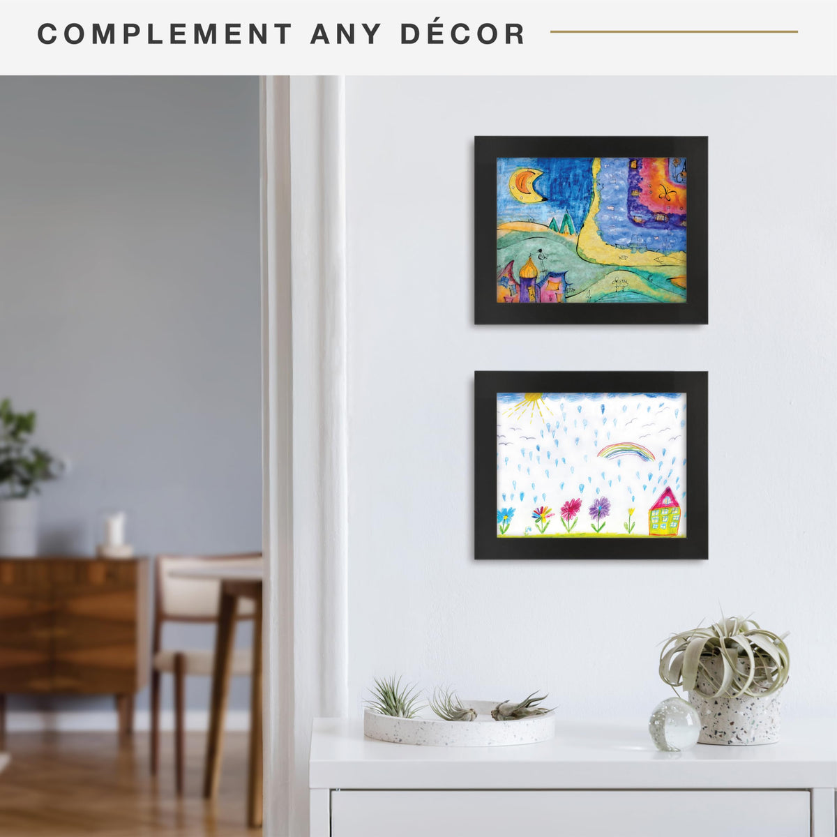 Kids Art Unmatted Display Frame, 8.5x11, Black, 2-Pack