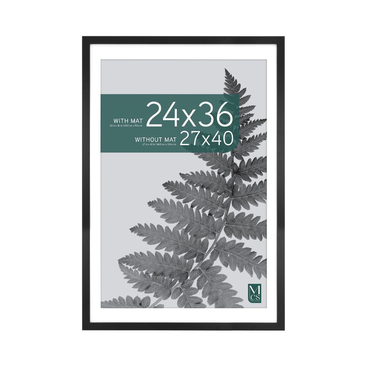 Studio Gallery Matted Picture Frame, 27x40 with 24x36 Mat, Black Woodgrain, 1-Pack