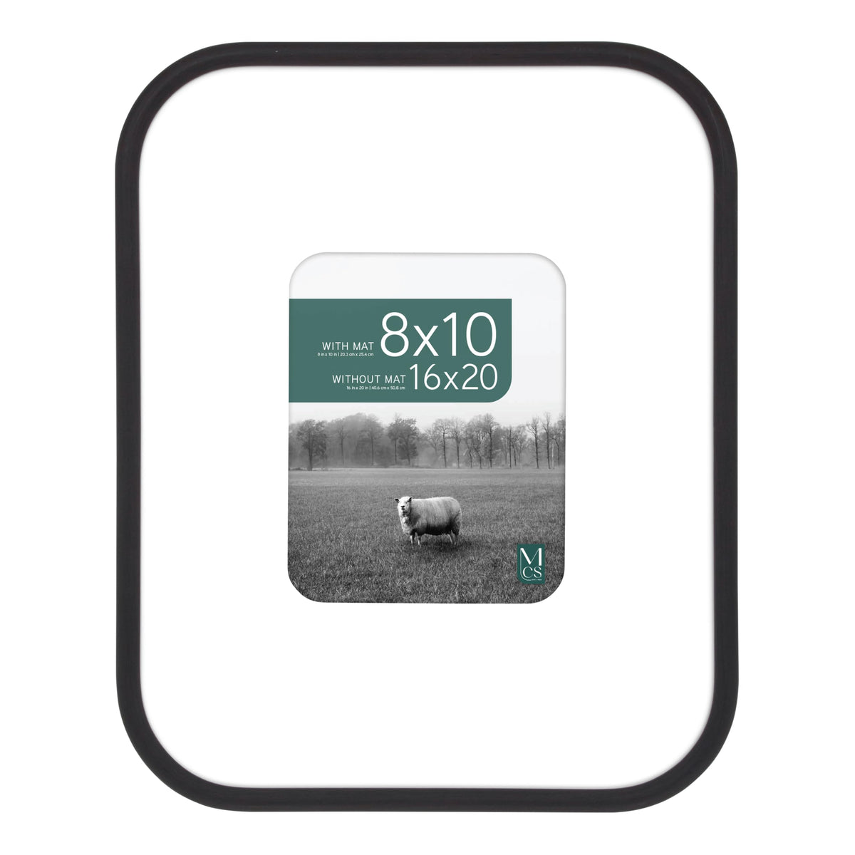 Modern Arc Matted Poster Frame, 16x20 with 8x10 Mat, Black, 1-Pack
