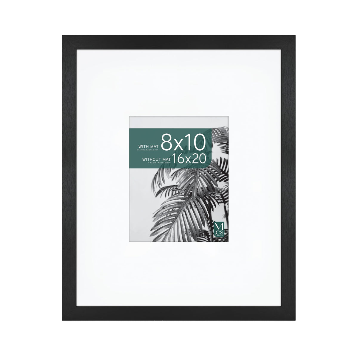 Studio Gallery Matted Picture Frame, 16x20 with 8x10 Mat, Black Woodgrain, 1-Pack