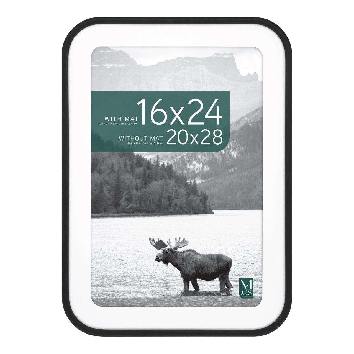 Modern Arc Matted Poster Frame, 20x28 with 16x24 Mat, Black, 1-Pack