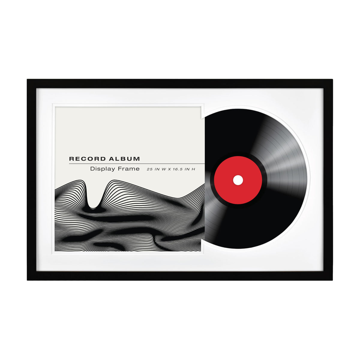 Record Album Matted Display Frame, 16.5x25, Black, 1-Pack
