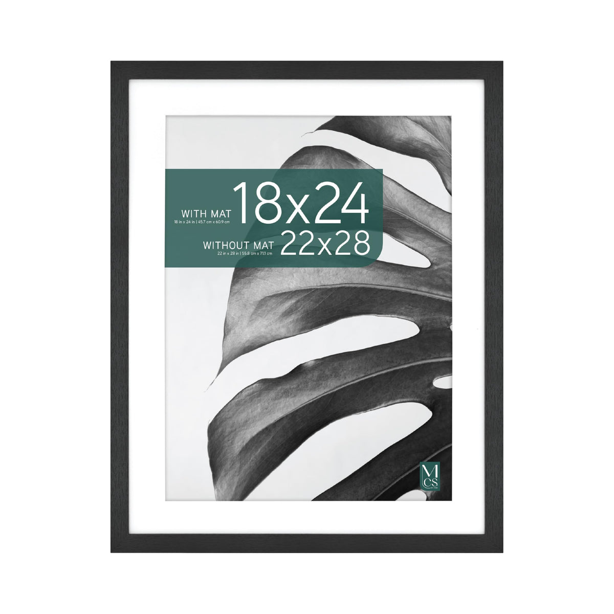 Studio Gallery Matted Picture Frame, 22x28 with 18x24 Mat, Black Woodgrain, 1-Pack