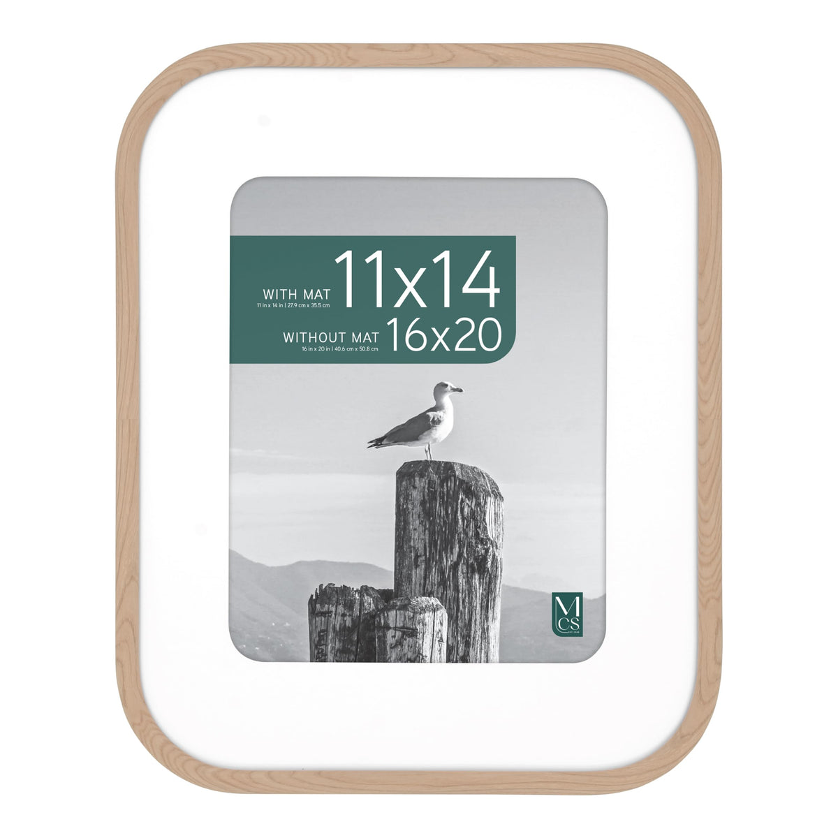 Modern Arc Matted Poster Frame, 16x20 with 11x14 Mat, Natural, 1-Pack