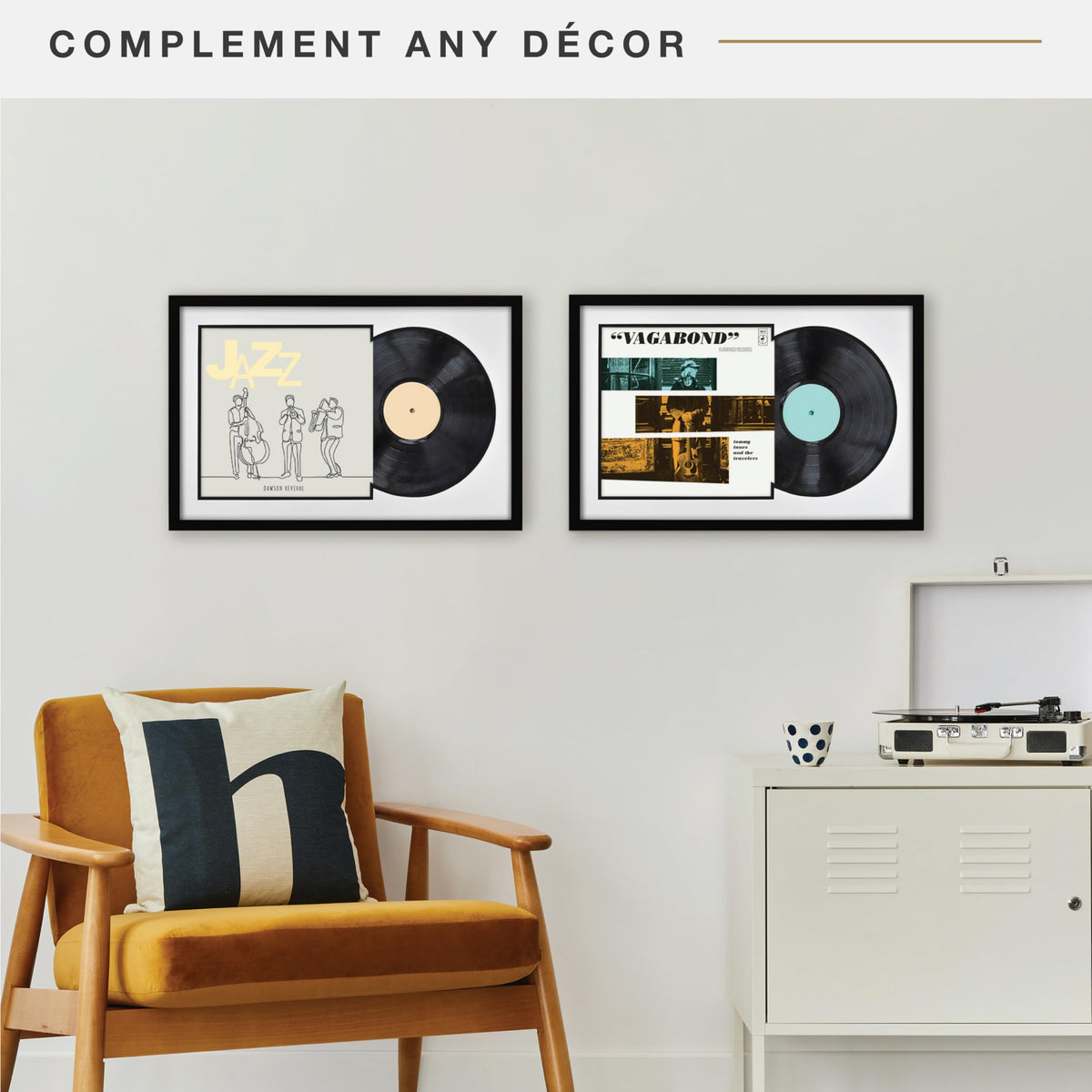 Record Album Matted Display Frame, 16.5x25, Black, 2-Pack