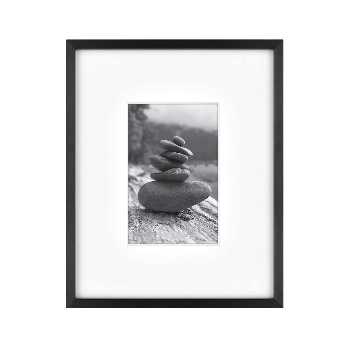 Foundry Matted Picture Frame, 8x10 with 4x6 Mat, Black, 1-Pack
