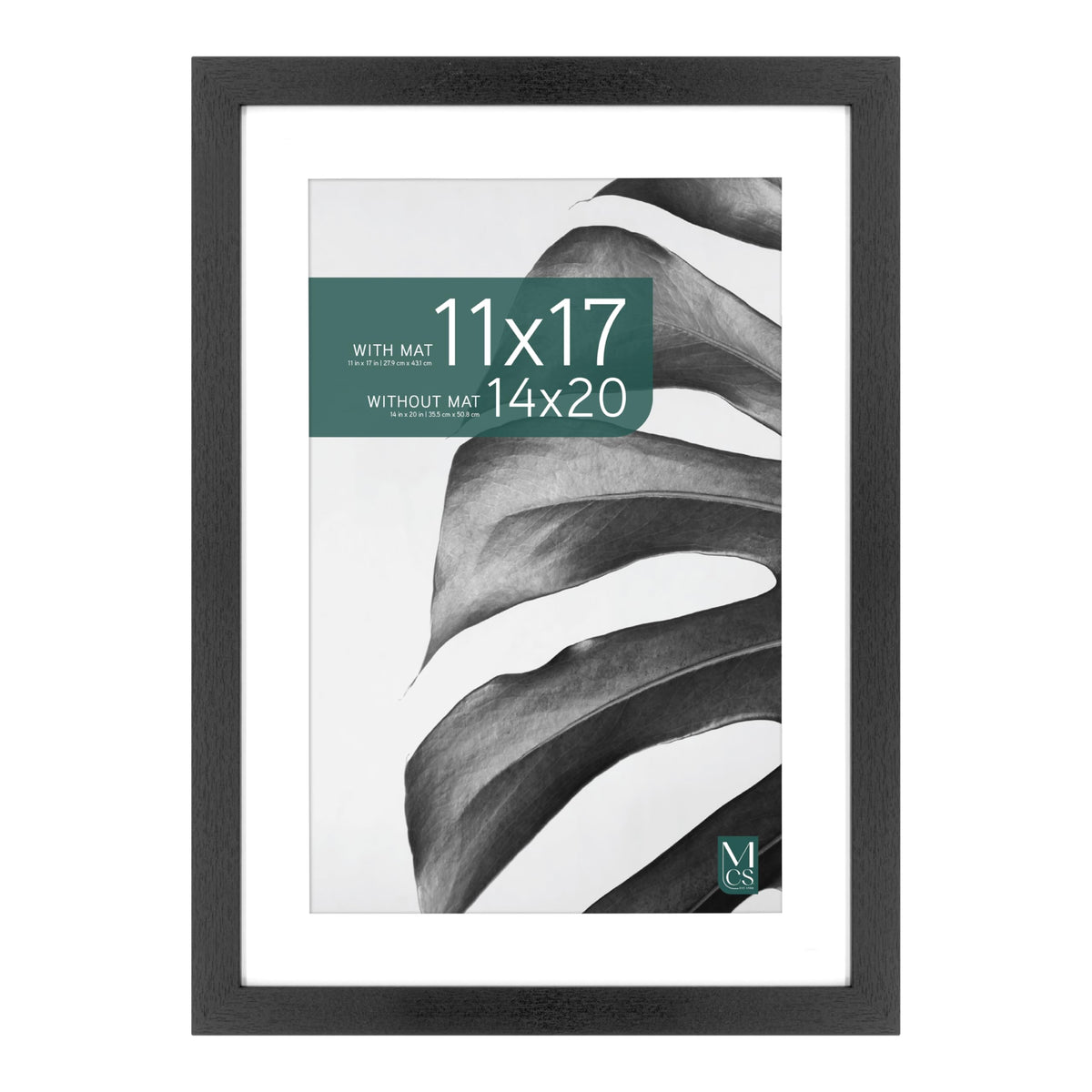 Studio Gallery Matted Picture Frame, 14x20 with 11x17 Mat, Black Woodgrain, 1-Pack