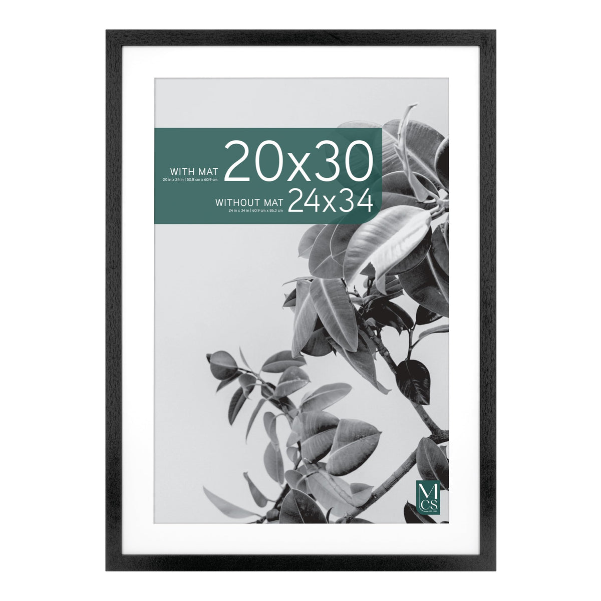 Studio Gallery Matted Picture Frame, 24x34 with 20x30 Mat, Black Woodgrain, 1-Pack