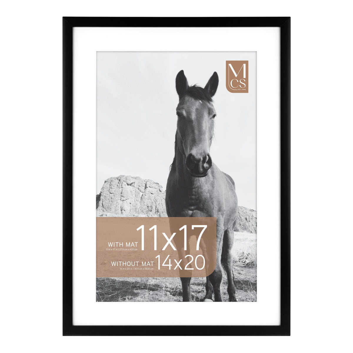 Everline Matted Poster Frame, 14x20 with 11x17 Mat, Black, 1-Pack