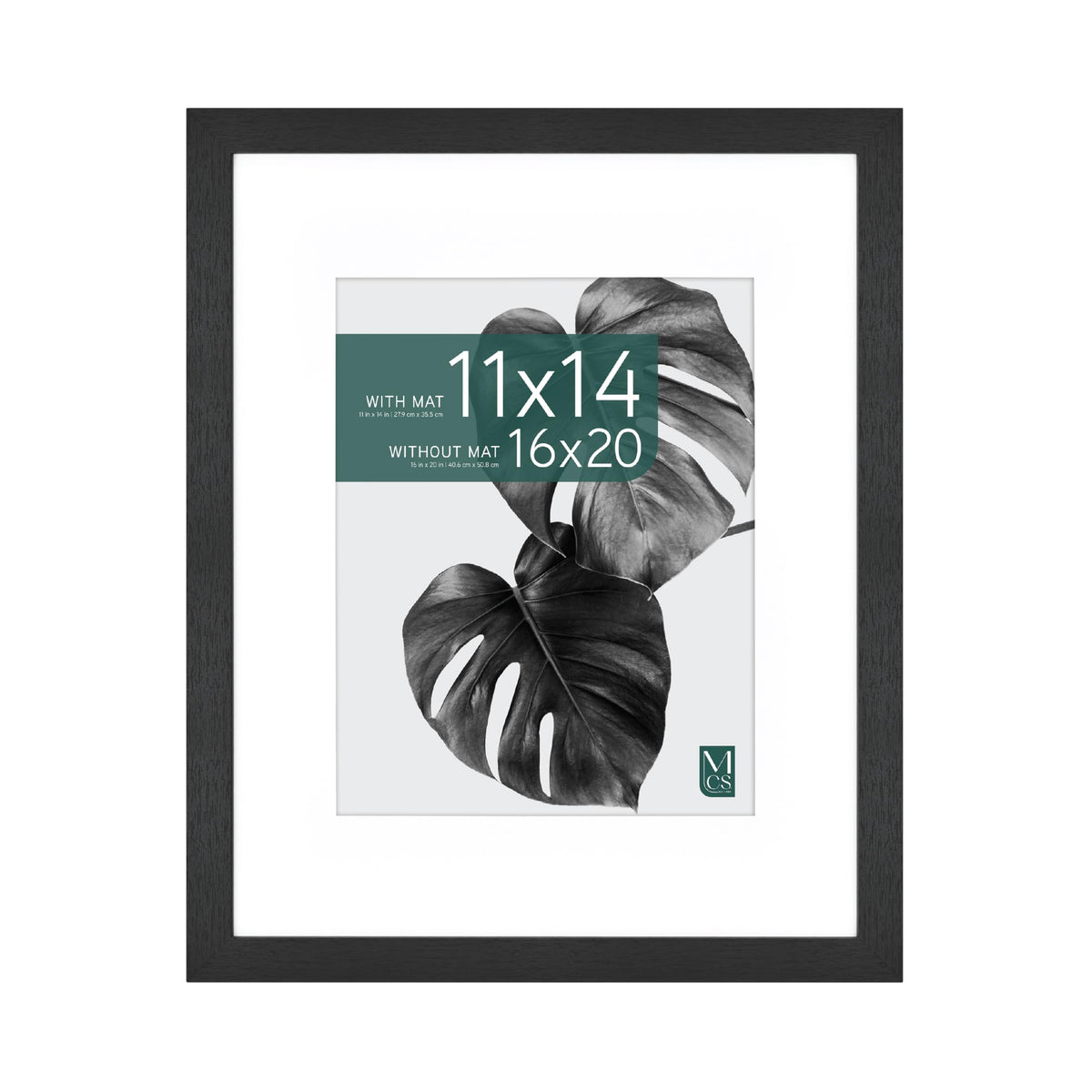Studio Gallery Matted Picture Frame, 16x20 with 11x14 Mat, Black Woodgrain, 1-Pack