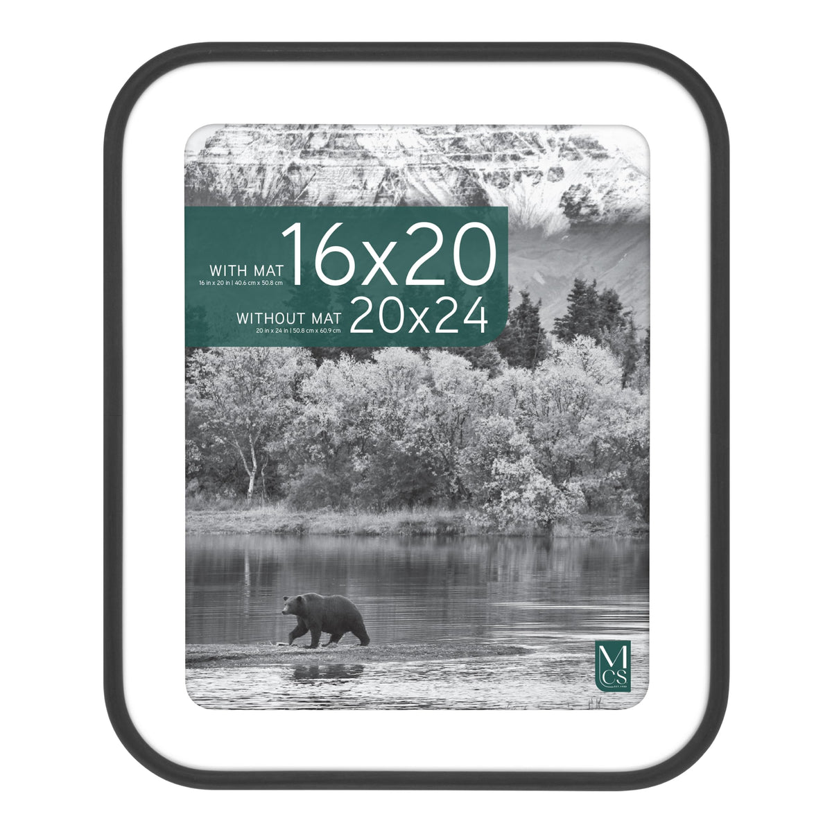 Modern Arc Matted Poster Frame, 20x24 with 16x20 Mat, Black, 1-Pack
