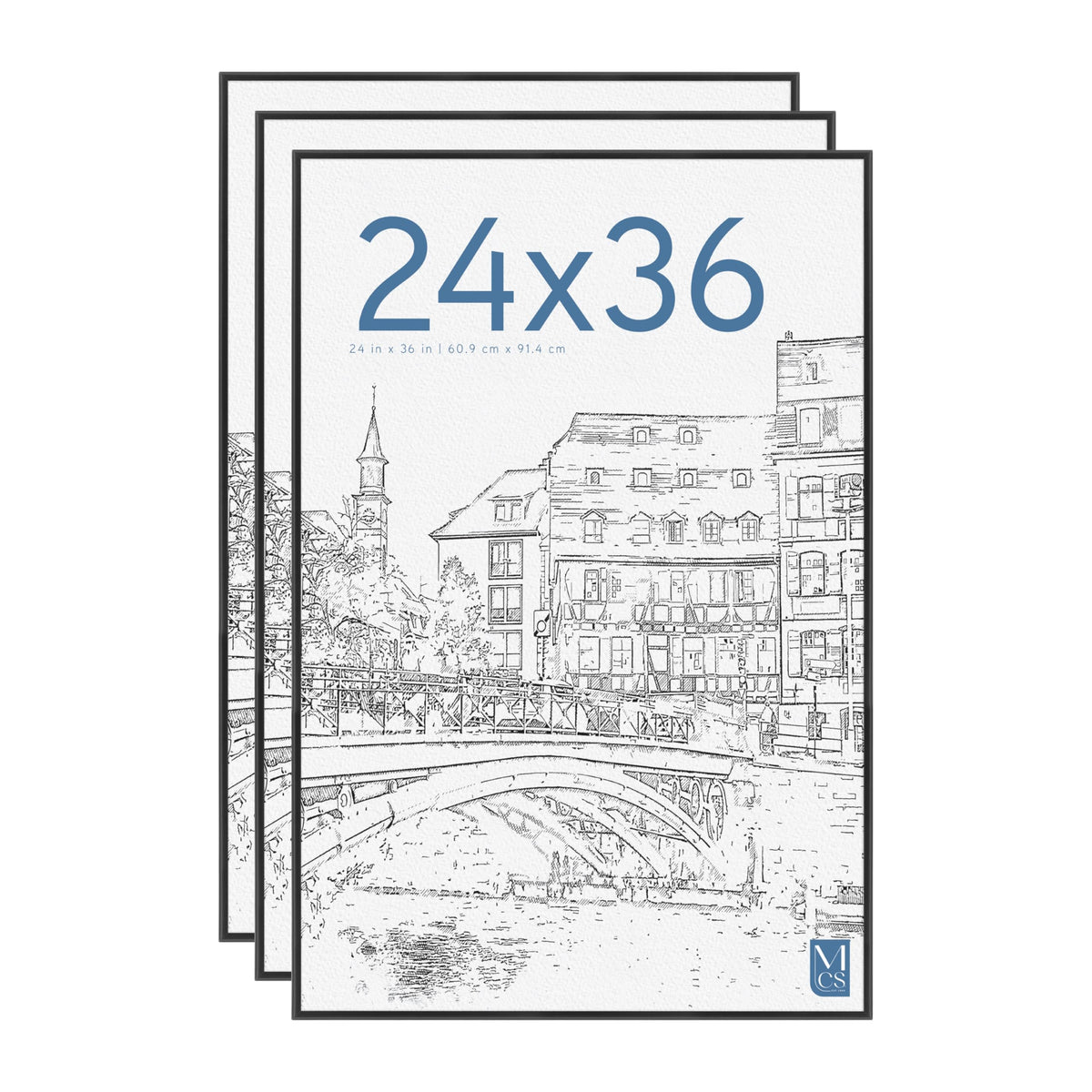 The Original Poster Frame, 24x36, Black, 3-Pack