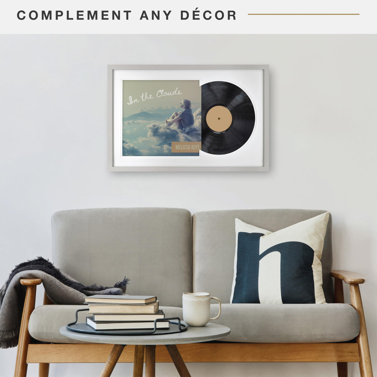 Record Album Matted Display Frame, 16.5x25, Gray Woodgrain, 1-Pack