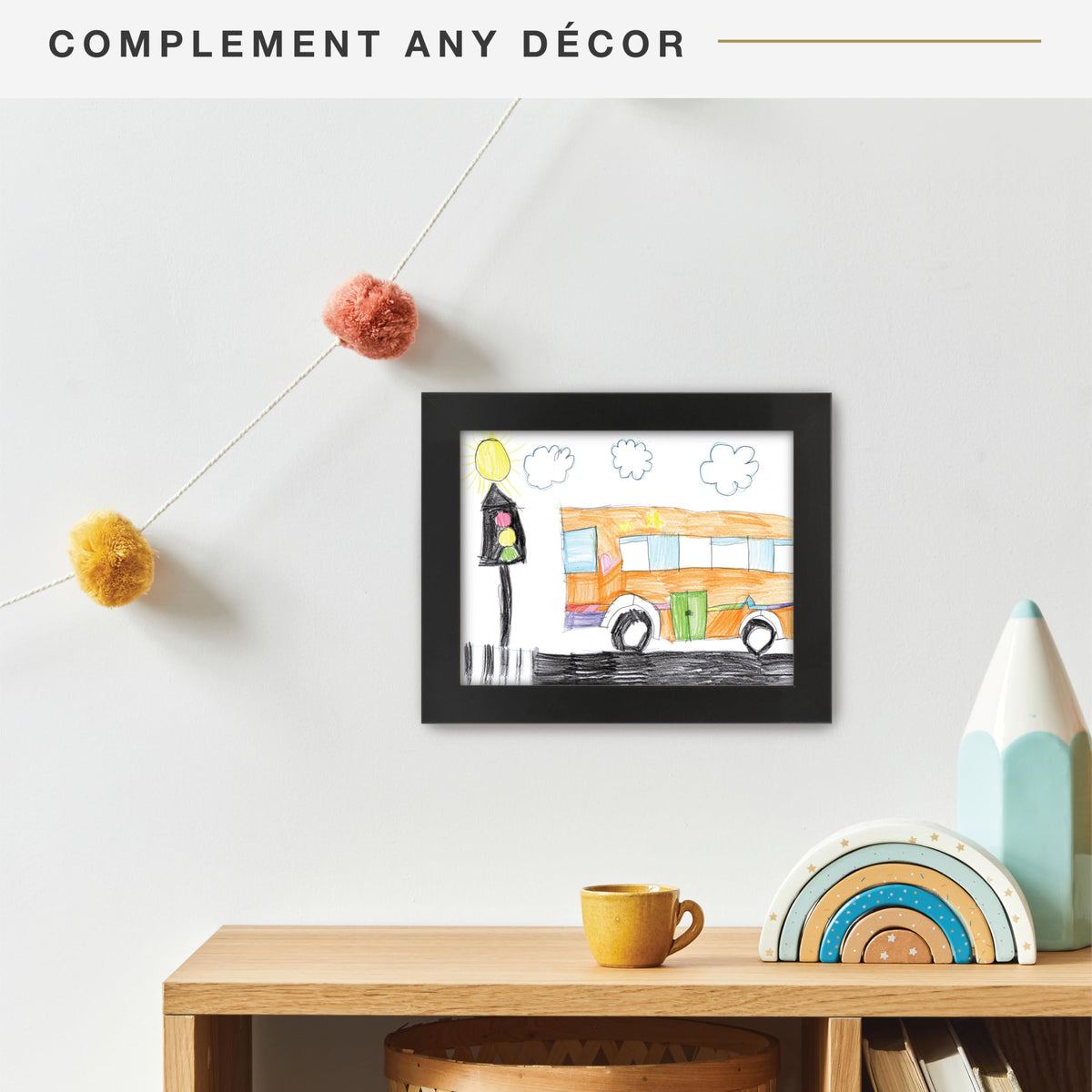 Kids Art Unmatted Display Frame, 8.5x11, Black, 1-Pack