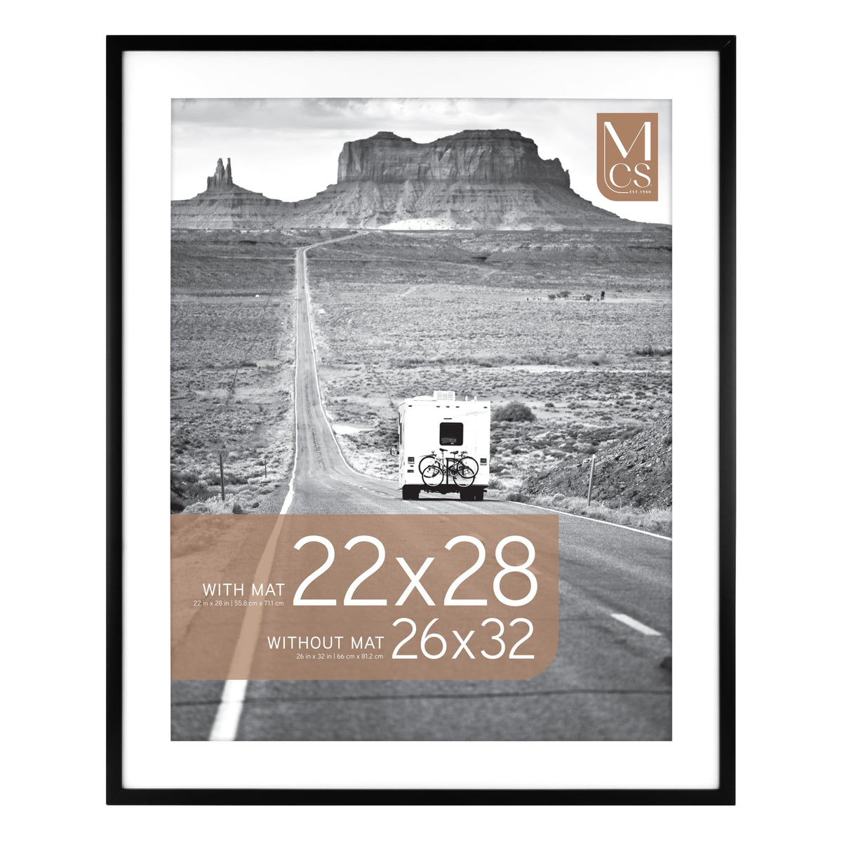 Everline Matted Poster Frame, 26x32 with 22x28 Mat, Black, 1-Pack