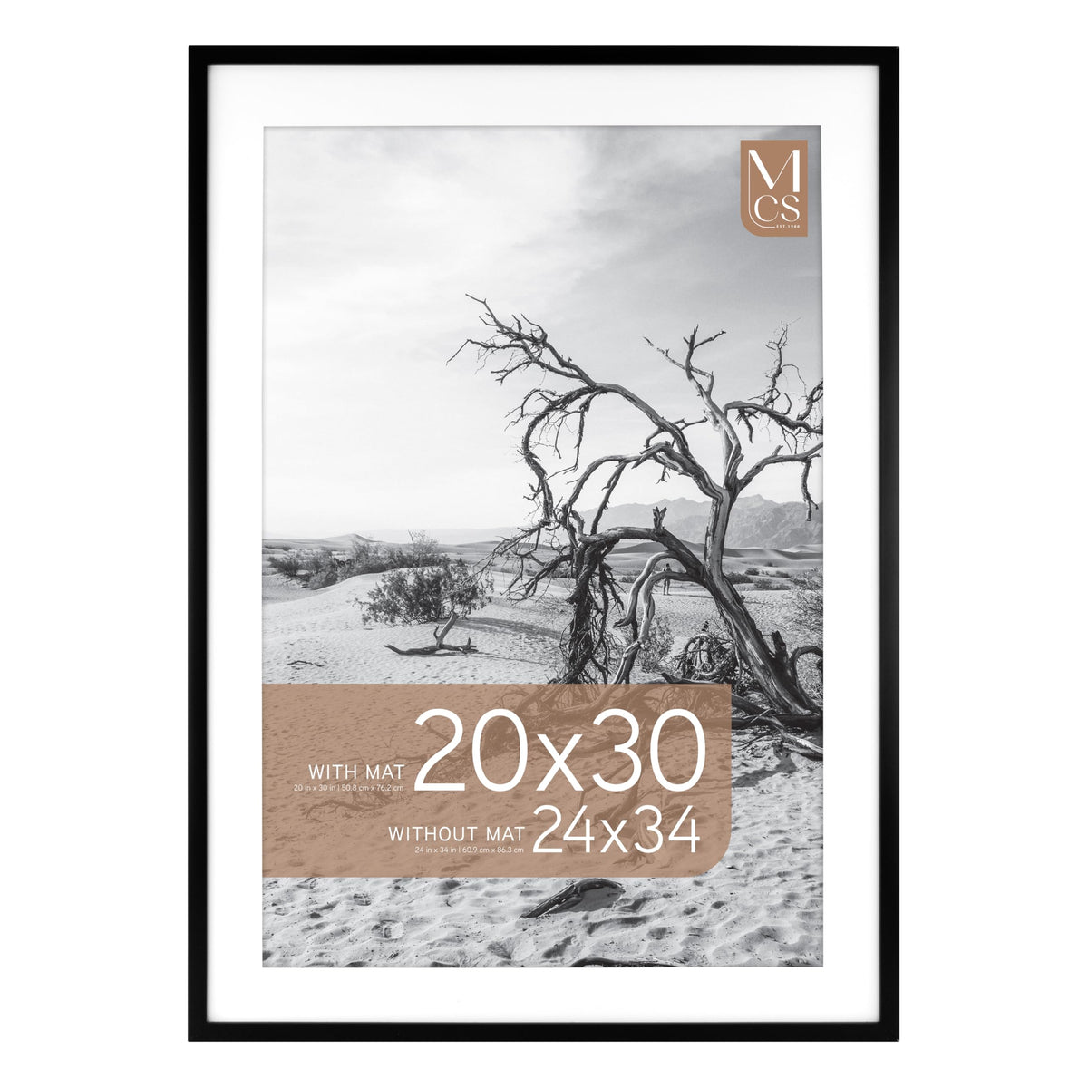 Everline Matted Poster Frame, 24x34 with 20x30 Mat, Black, 1-Pack