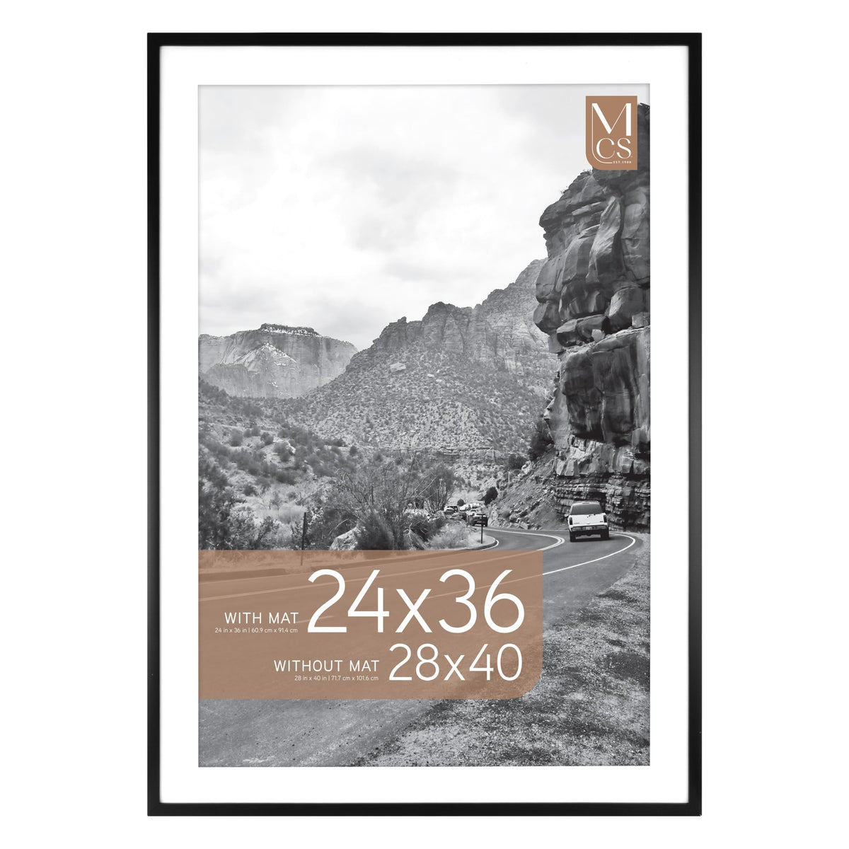 Everline Matted Poster Frame, 28x40 with 24x36 Mat, Black, 1-Pack