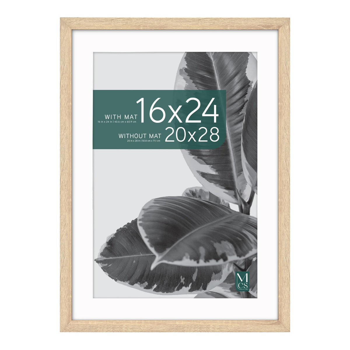Studio Gallery Matted Picture Frame, 20x28 with 16x24 Mat, Natural Woodgrain, 1-Pack