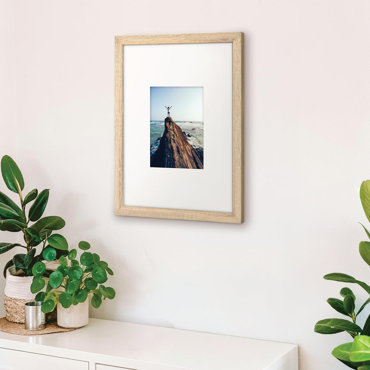 Studio Gallery Matted Picture Frame, 16x20 with 8x10 Mat, Natural Woodgrain, 1-Pack