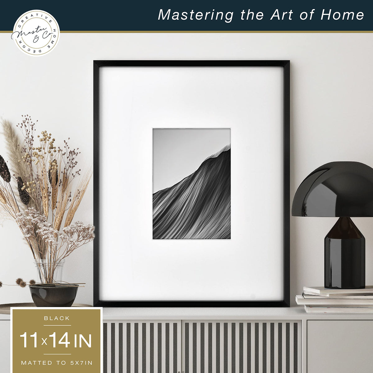 Foundry Matted Picture Frame, 11x14 with 5x7 Mat, Black, 1-Pack